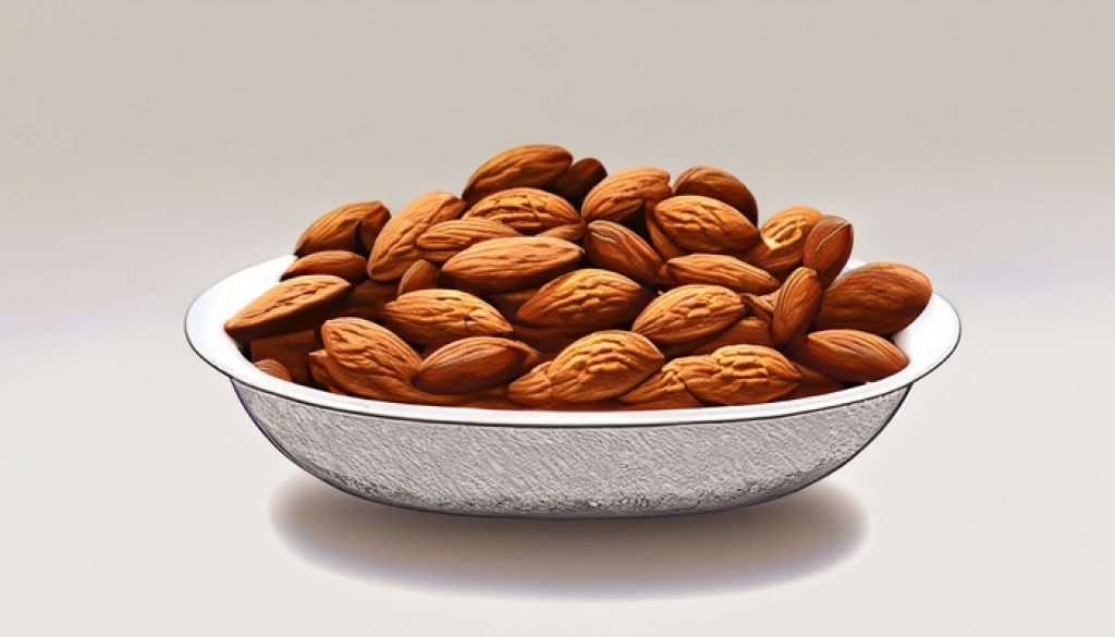 A drawing of a bowel with almonds